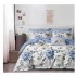 Lenjerie de pat din Finet, Jojo, 8 Piese, Pat 2 Persoane, Alb-Blue, flori, LDO-012