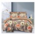 Lenjerie de pat din Finet, Jojo, 8 Piese, Pat 2 Persoane, Maro-Multicolor, flori, LDO-022