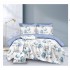 Lenjerie de pat din Finet, Jojo, 8 Piese, Pat 2 Persoane, Alb-Blue, flori, LDO-030