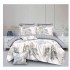 Lenjerie de pat din Finet, Jojo, 8 Piese, Pat 2 Persoane, Crem-Gri, flori, LDO-041