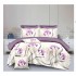 Lenjerie de pat din Finet, Jojo, 8 Piese, Pat 2 Persoane, Alb-Lila, flori, LDO-056