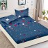 Cearsaf cu elastic, Bumbac FINET, 90x200cm, plus 2 fete de perne, Albastru-Multicolor, stele, HDF-214