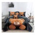 Set Lenjerie de Pat din Finet cu 2 Fete, 6 Piese, Pat 2 Persoane, Gri-Maro, ursulet, LDF-127