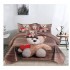 Set Lenjerie de Pat din Finet cu 2 Fete, 6 Piese, Pat 2 Persoane, Maro-Bej, ursulet, LDF-130