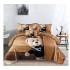 Set Lenjerie de Pat din Finet cu 2 Fete, 6 Piese, Pat 2 Persoane, Maro-Crem, ursulet, LDF-135