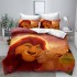Set Lenjerie de Pat din Finet, 6 Piese, Pat 2 Persoane, Imprimeu 3D Identic cu Poza, Maro-Multicolor, lion king, LFL-033