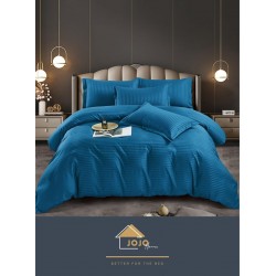 Lenjerie pat dublu, Damasc Finetat, 6 piese, Albastru, LDS-023