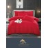 Lenjerie pat dublu, Damasc, 6 piese, Jojo, Rosu, LDS-035