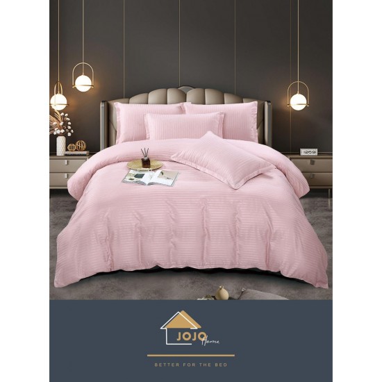 Lenjerie pat dublu, Damasc Finetat, 6 piese, Roz deschis, LDS-087 Lenjerii Damasc 6 piese