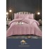 Lenjerie, pat dublu, cu ELASTIC, Damasc Finetat, 6 piese, Roz, LDS-085