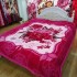 Patura Cocolino dubla si pufoasa perfecta pentru sezonul rece 200 x 230 cm, Roz-Multicolor, flori, PCM-033