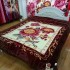 Patura Cocolino dubla si pufoasa perfecta pentru sezonul rece 200 x 230 cm, Maro-Multicolor, flori, PCM-034