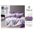 Set Lenjerie de Pat din Finet cu 2 Fete, 6 Piese, Pat 2 Persoane, Alb-Mov, fluturi, flori, OLD-051