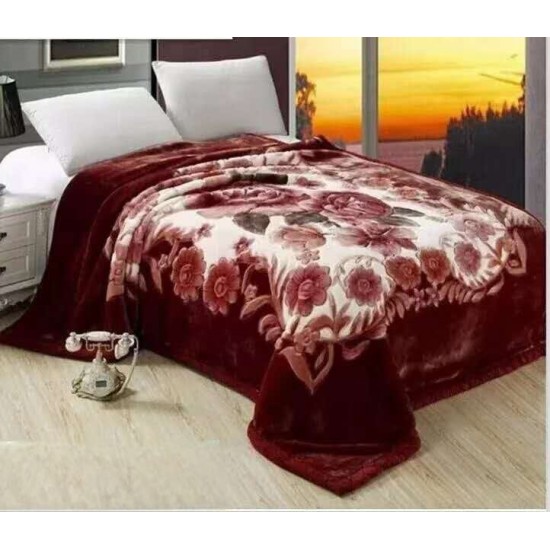 Patura Cocolino dubla si pufoasa perfecta pentru sezonul rece 200 x 230 cm, Maro-Multicolor, flori, PCM-042 Paturi Cocolino 3,5 kg cu Model