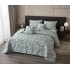 Set Cuvertura de Pat din Bumbac cu In, 5 pierse, 230x250 cm, Alb-Verde, frunze, CBI-008