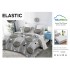Set Lenjerie Finet 6 Piese cu Cearșaf cu Elastic–Pat Dublu, Gri-Alb, cercuri, OLD-141