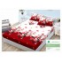 Cearsaf cu elastic, Bumbac FINET, 160x200cm, 2 fete de perne 50x70cm, Alb-Rosu, flori, HDF-102