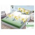Cearsaf cu elastic, Bumbac FINET, 160x200cm, 2 fete de perne 50x70cm, Verde-Alb, flori, HDF-106