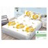 Cearsaf cu elastic, Bumbac FINET, 160x200cm, 2 fete de perne 50x70cm, Alb-Galben, fluturi, HDF-086