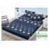 Cearsaf cu elastic, Bumbac FINET, 160x200cm, 2 fete de perne 50x70cm, Albastru-Alb, stele, HDF-098