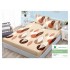 Cearsaf cu elastic, Bumbac FINET, 160x200cm, 2 fete de perne 50x70cm, Maro-Bej, frunze, HDF-100