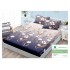 Cearsaf cu elastic, Bumbac FINET, 160x200cm, 2 fete de perne 50x70cm, Bej-Alb, flori, HDF-093