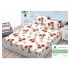 Cearsaf cu elastic, Bumbac FINET, 160x200cm, 2 fete de perne 50x70cm, Crem-Rosu, flori, HDF-094
