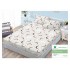Cearsaf cu elastic, Bumbac FINET, 160x200cm, 2 fete de perne 50x70cm, Alb-Bej, semiluna, HDF-081