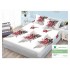 Cearsaf cu elastic, Bumbac FINET, 160x200cm, 2 fete de perne 50x70cm, Alb-Multicolor, flori, frunze, HDF-079