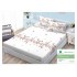 Cearsaf cu elastic, Bumbac FINET, 160x200cm, 2 fete de perne 50x70cm, Alb-Multicolor, flori, HDF-101