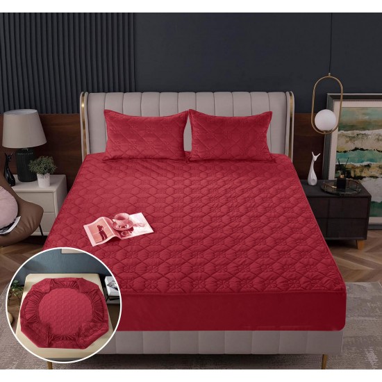 Huse/Topper pentru saltea cu elastic 180x200, Bordo, HTC-024 Husa/Topper cu ELASTIC 180-200 cm