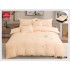 Lenjerie pat dublu, Catifea Deluxe, cu broderie, 6 Piese, cu ELASTIC, Bej, LCI-003