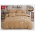 Lenjerie pat dublu, Catifea Deluxe, cu broderie, 6 Piese, cu ELASTIC, Maro,  LCI-013