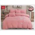 Lenjerie pat dublu, Catifea Deluxe, cu broderie, 6 Piese, cu ELASTIC, Roz, LCI-016