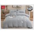 Lenjerie pat dublu, Catifea Deluxe, cu broderie, 6 Piese, cu ELASTIC, Gri deschis,  LCI-030