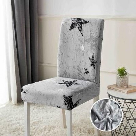 Set 6 huse universale pentru scaun, Gri-Negru, stele, HSJ-037 Huse Scaune 6 piese