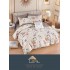 Set Lenjerie de pat din Finet Gros, Cearceaf cu ELASTIC, 6 Piese, Pat 2 Persoane, Crem-Multicolor, flori, LDE-032