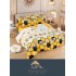Set Lenjerie de pat din Finet Gros, Cearceaf cu ELASTIC, 6 Piese, Pat 2 Persoane, Galben-Negru, albine, flori, LDE-126