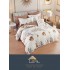 Set Lenjerie de Pat din Finet cu 2 Fete, 6 Piese, Pat 2 Persoane, Alb-Maro, flori, LDF-013