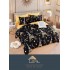 Set Lenjerie de Pat din Finet cu 2 Fete, 6 Piese, Pat 2 Persoane, Negru-Galben, Turnul Eiffel, LDF-037