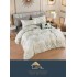Set Lenjerie de Pat din Finet cu 2 Fete, 6 Piese, Pat 2 Persoane, Alb-Gri, frunze, LDF-032