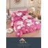 Set Lenjerie de Pat din Finet cu 2 Fete, 6 Piese, Pat 2 Persoane, Roz-Alb, vulpita, LDF-072