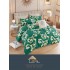 Set Lenjerie de Pat din Finet cu 2 Fete, 6 Piese, Pat 2 Persoane, Verde-Galben, frunze, LDF-119