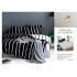 Lenjerie pat dublu, Bumbac Satinat Superior, 4 piese, cu ELASTIC, Negru-Alb, dungi, LDBSE-009