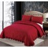 Set Cuvertura de Pat din Bumbac Satinat cu Volanas, 3 Piese, Pat 2 Persoane , Bordo, CSV 005