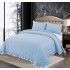 Set Cuvertura de Pat din Bumbac Satinat cu Volanas, 3 Piese, Pat 2 Persoane , Blue, CSV 007