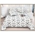 Set Cuvertura de Pat din Bumbac cu In, 5 pierse, 230x250 cm, Alb-Gri, frunze, fluturi, CBI-011