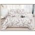 Set Cuvertura de Pat din Bumbac cu In, 5 pierse, 230x250 cm, Alb-Bej, flori, frunze, CBI-021