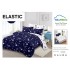 Set Lenjerie Finet 6 Piese cu Cearșaf cu Elastic–Pat Dublu, Albastru-Alb, stele, OLD-144
