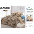 Set Lenjerie Finet 6 Piese cu Cearșaf cu Elastic–Pat Dublu, Bej-Maro, animal print, OLD-146